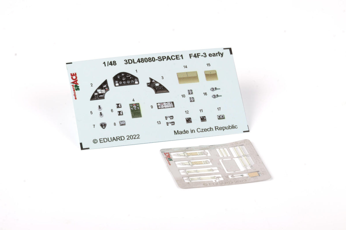 Grumman F4F-3 Wildcat early SPACE set - 3D waterslide decals and etched parts (designed to be used with Eduard kits) [MIDWAY DUAL COMBO] (Eduard sold out October 2025)