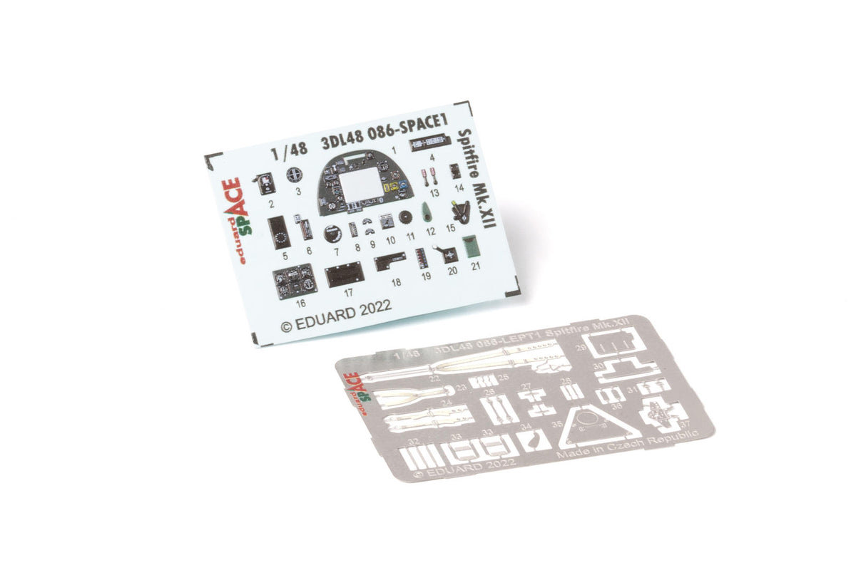 Supermarine Spitfire Mk.XII SPACE set - 3D waterslide decals and etched parts (designed to be used with Airfix kits)