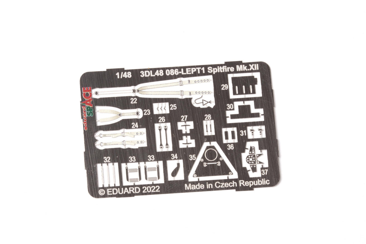 Supermarine Spitfire Mk.XII SPACE set - 3D waterslide decals and etched parts (designed to be used with Airfix kits)