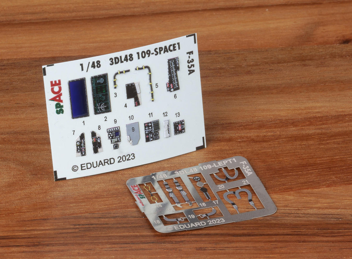 Lockheed-Martin F-35A Lightning II SPACE - 3D-printed waterslide instrument decals and etched seat-belts (designed to be used with Tamiya kits)