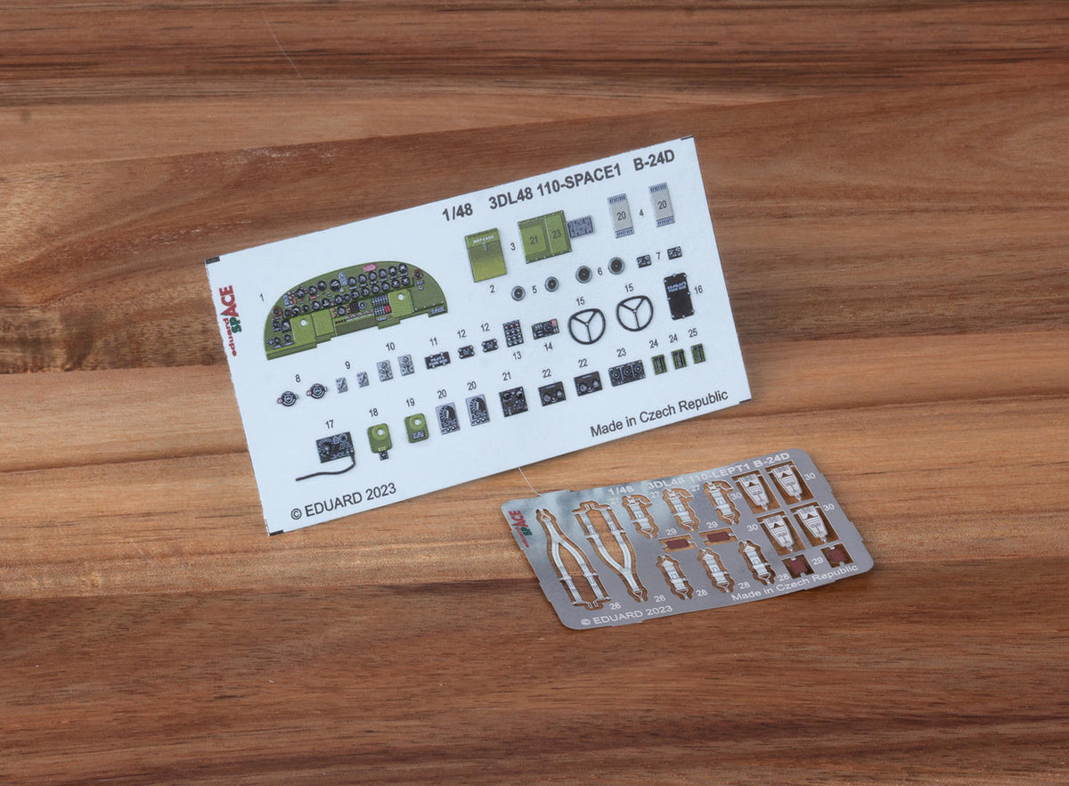Consolidated B-24D Liberator SPACE - 3D-printed waterslide instrument decals and etched seat-belts (designed to be used with Monogram and Revell kits)