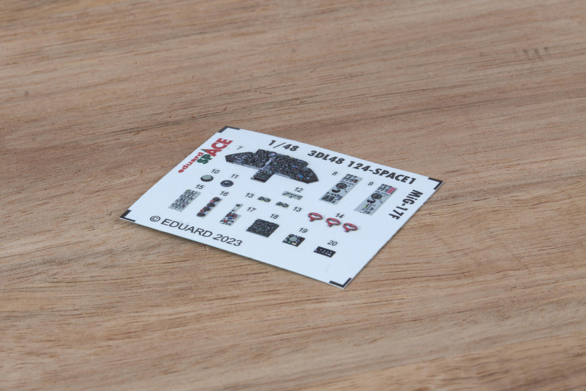 Mikoyan MiG-17F SPACE - 3D-printed waterslide instrument decals and etched seat-belts (3D- Printed decals) (designed to be used with Ammo and Kinetic Model kits)