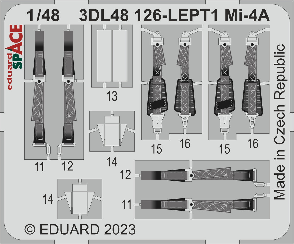 Mil Mi-4A SPACE - 3D-printed waterslide instrument decals and etched seat-belts (3D- Printed decals) (designed to be used with Trumpeter kits)