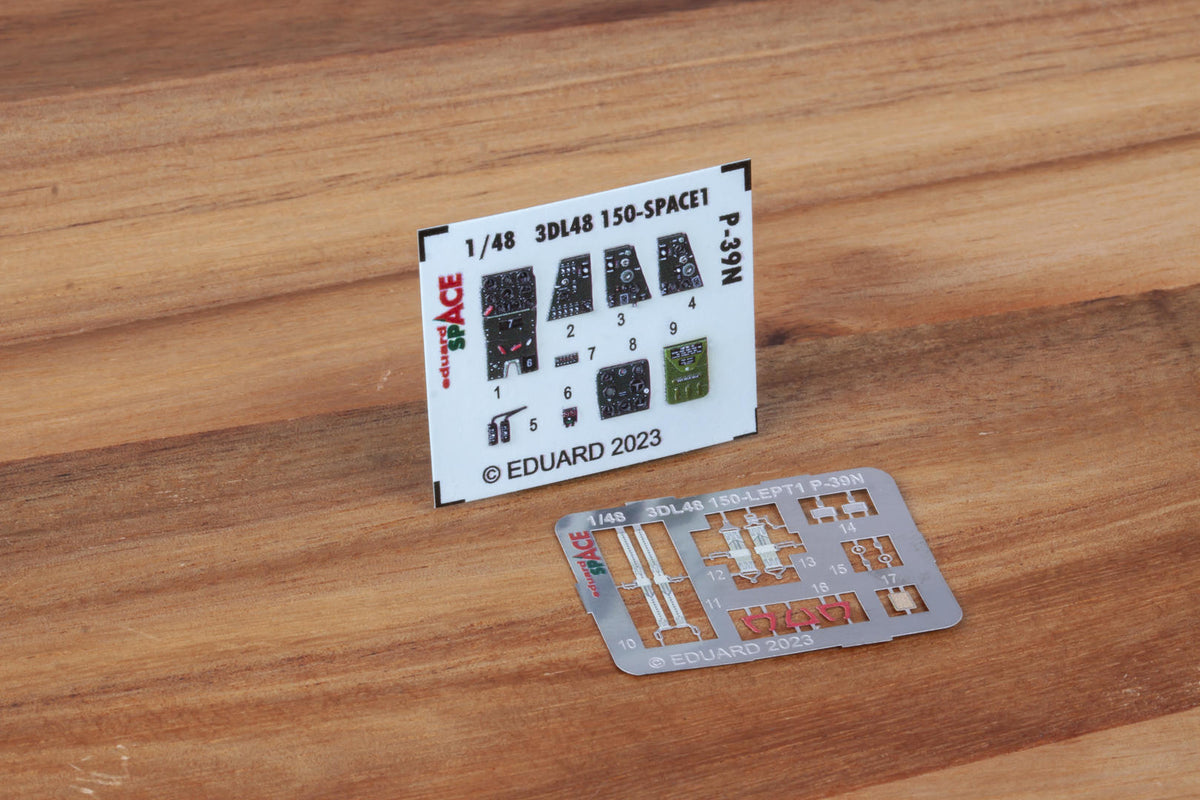 Bell P-39N Airacobra SPACE - 3D-printed waterslide instrument decals and etched seat-belts (designed to be used with Eduard kits)