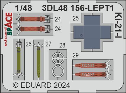 Mitsubishi Ki-21-I SPACE - 3D-printed waterslide instrument decals and etched seat-belts (designed to be used with ICM UA UK kits)