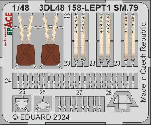 Savoia-Marchetti SM.79 SPACE - 3D-printed waterslide instrument decals and etched seat-belts (designed to be used with Eduard kits)