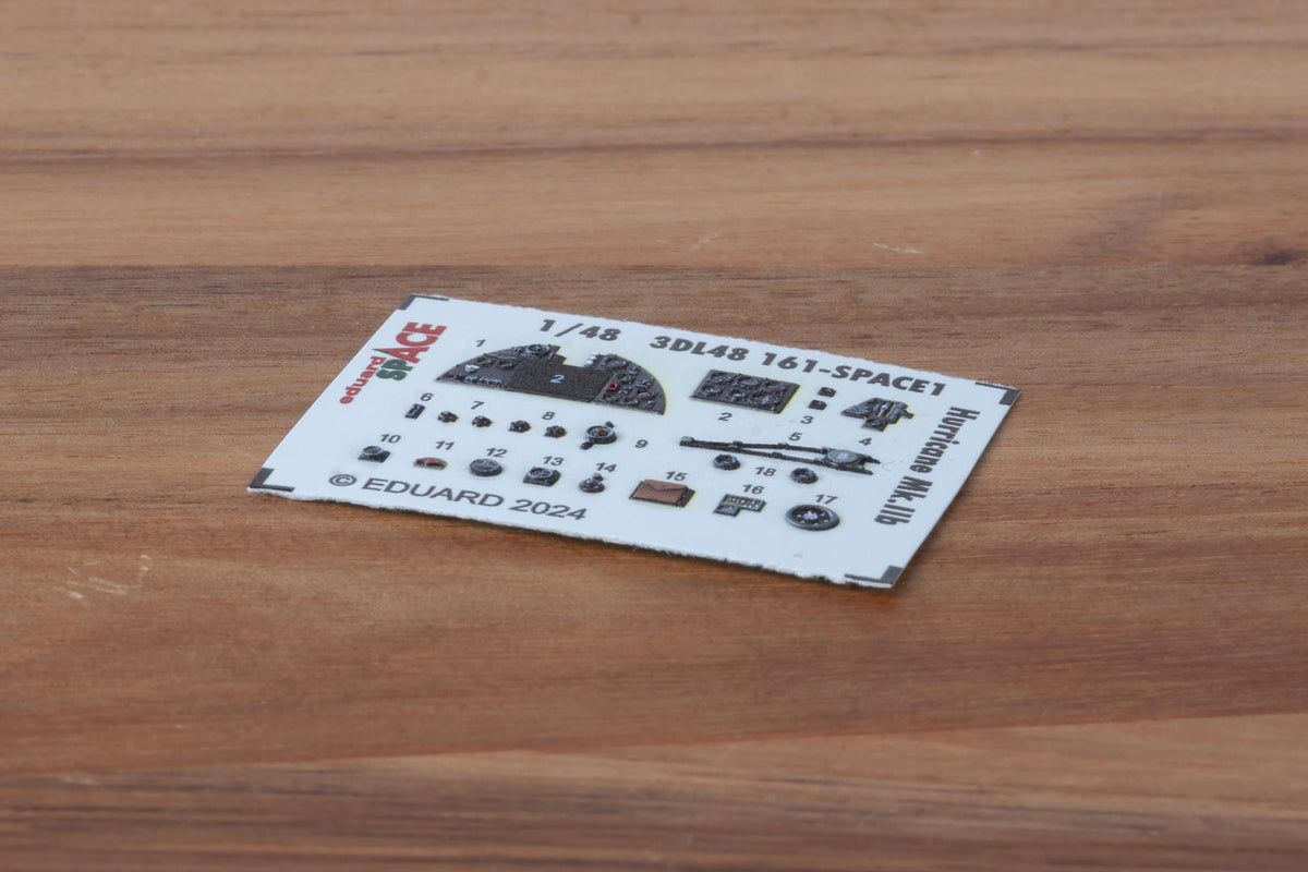 Hawker Hurricane Mk.IIb - 3D-printed waterslide instrument decals and etched seat-belts (designed to be used with Arma Hobby kits)