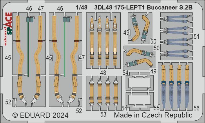 Blackburn Buccaneer S.2B - 3D-printed waterslide instrument decals and etched seat-belts (designed to be used with Airfix kits)