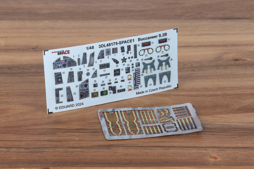 Blackburn Buccaneer S.2B - 3D-printed waterslide instrument decals and etched seat-belts (designed to be used with Airfix kits)