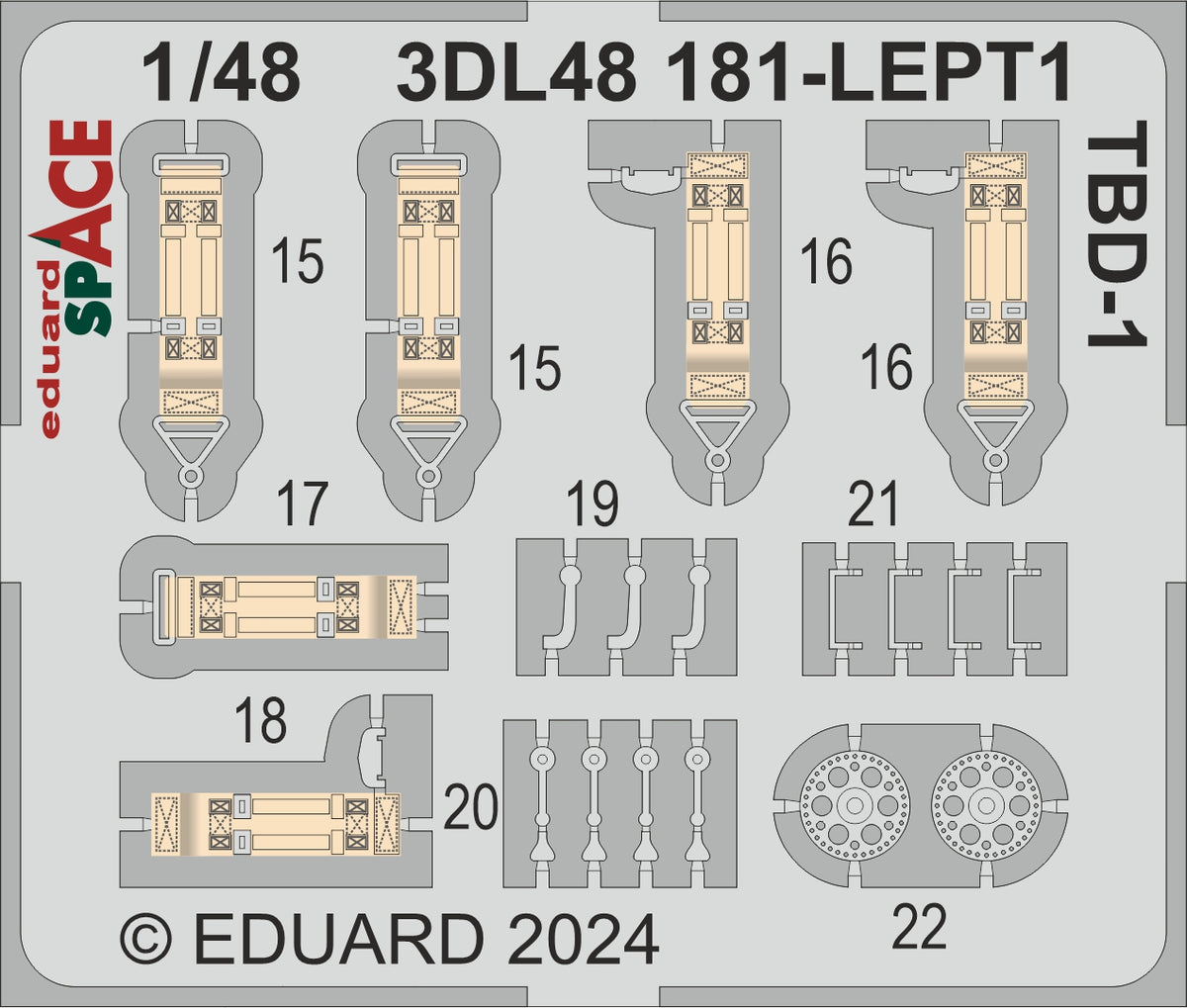 Douglas TBD-1 'Devastator' - 3D-printed waterslide instrument decals and etched seat-belts (designed to be used with Hobby Boss kits)