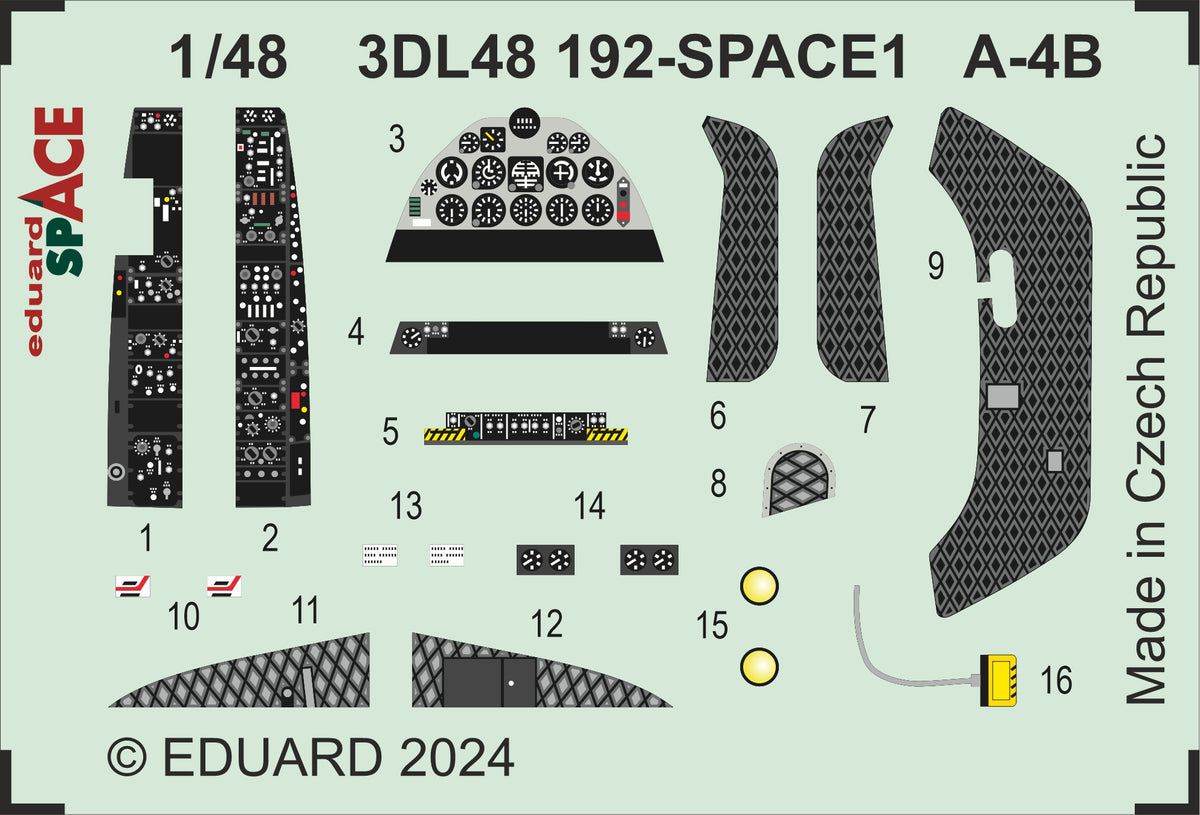 Douglas A-4B Skyhawk - 3D-printed waterslide instrument decals and etched seat-belts (designed to be used with Hasegawa and Hobby 2000 kits)