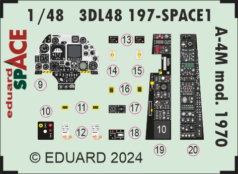 Douglas A-4M Skyhawk mod. 1970 - 3D-printed waterslide instrument decals and etched seat-belts (designed to be used with Magic Factory kits)