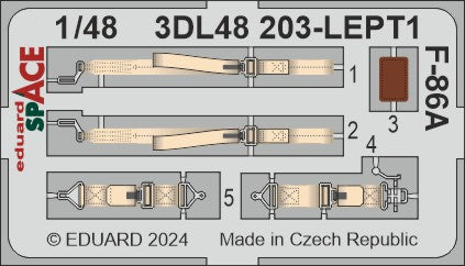 North-American F-86A Sabre SPACE - 3D-printed waterslide instrument decals and etched seat-belts (designed to be used with Clear Prop Models kits)