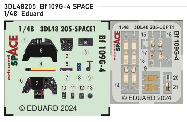 Messerschmitt Bf-109G-4 SPACE - 3D-printed waterslide instrument decals and etched seat-belts (designed to be used with Eduard kits)