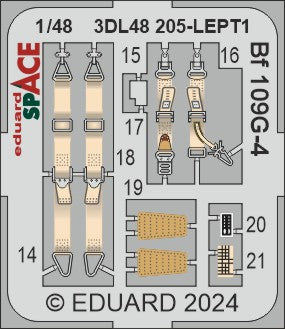 Messerschmitt Bf-109G-4 SPACE - 3D-printed waterslide instrument decals and etched seat-belts (designed to be used with Eduard kits)