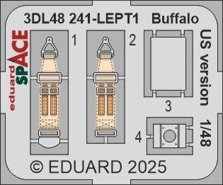 Brewster F2A-2 Buffalo US version SPACE set - 3D waterslide decals and STEEL PE parts. 1/48 (designed to be used with Tamiya kits)