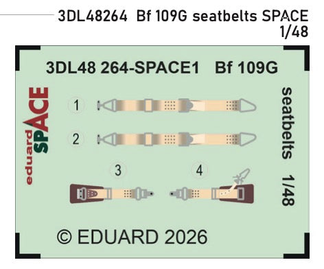 Messerschmitt Bf-109G seatbelts SPACE 3D-Printed Decal instruments 1/48