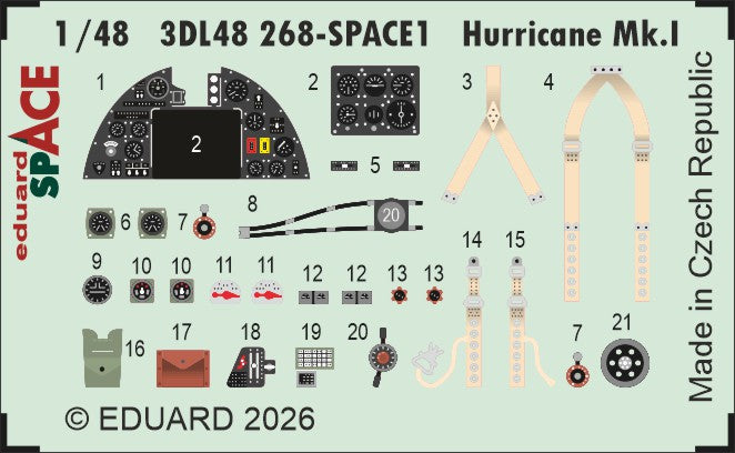Hawker Hurricane Mk.I SPACE 3D-Printed Decal instruments 1/48 (designed to be used with Arma Hobby kits)