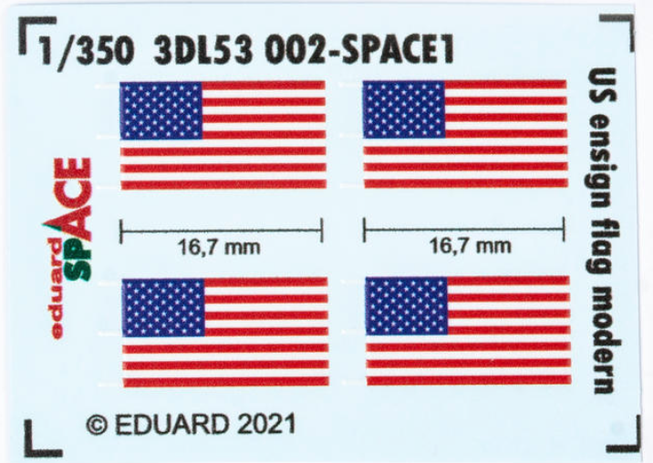 US ensign flag modern SPACE 3D Decal instruments with etched parts 1/350