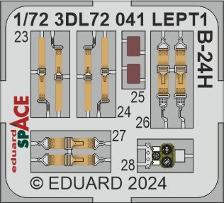 Consolidated B-24H Liberator - 3D-printed waterslide instrument decals and etched seat-belts (designed to be used with Airfix kits)