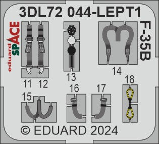 Lockheed-Martin F-35B Lightning - 3D-printed waterslide instrument decals and etched seat-belts (designed to be used with Tamiya kits)