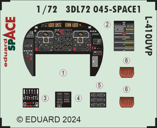 Let L-410UVP - 3D-printed waterslide instrument decals and etched seat-belts (designed to be used with Eduard kits)