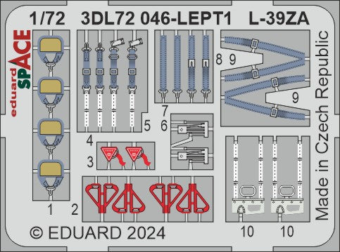 Aero L-39ZA - 3D-printed waterslide instrument decals and etched seat-belts (designed to be used with Eduard kits)