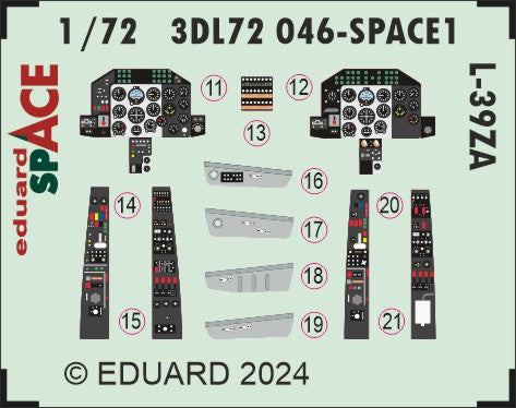 Aero L-39ZA - 3D-printed waterslide instrument decals and etched seat-belts (designed to be used with Eduard kits)