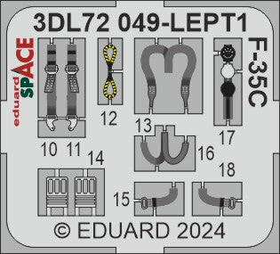 Lockheed-Martin F-35C Lightning - 3D-printed waterslide instrument decals and etched seat-belts (designed to be used with Italeri kits