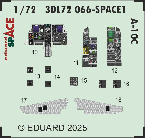 Fairchild A-10C Thunderbolt ll SPACE set - 3D waterslide decals and STEEL PE parts. 1/72 (designed to be used with Eduard kits)