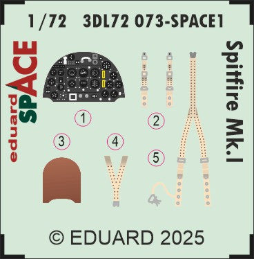 Supermarine Spitfire Mk.I SPACE set - 3D waterslide decals and STEEL PE parts. 1/72 (designed to be used with IBG Models kits)