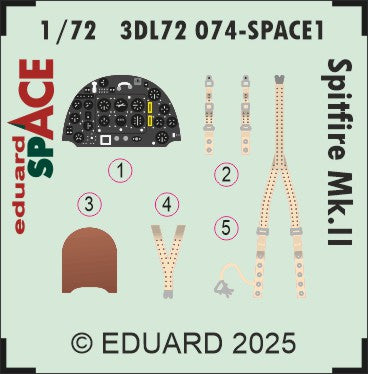 Supermarine Spitfire Mk.II SPACE set - 3D waterslide decals and STEEL PE parts. 1/72 (designed to be used with IBG Models kits)
