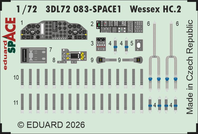 Westland Wessex HC.2 SPACE 3D-Printed Decal instruments 1/72 (designed to be used with Airfix kits)