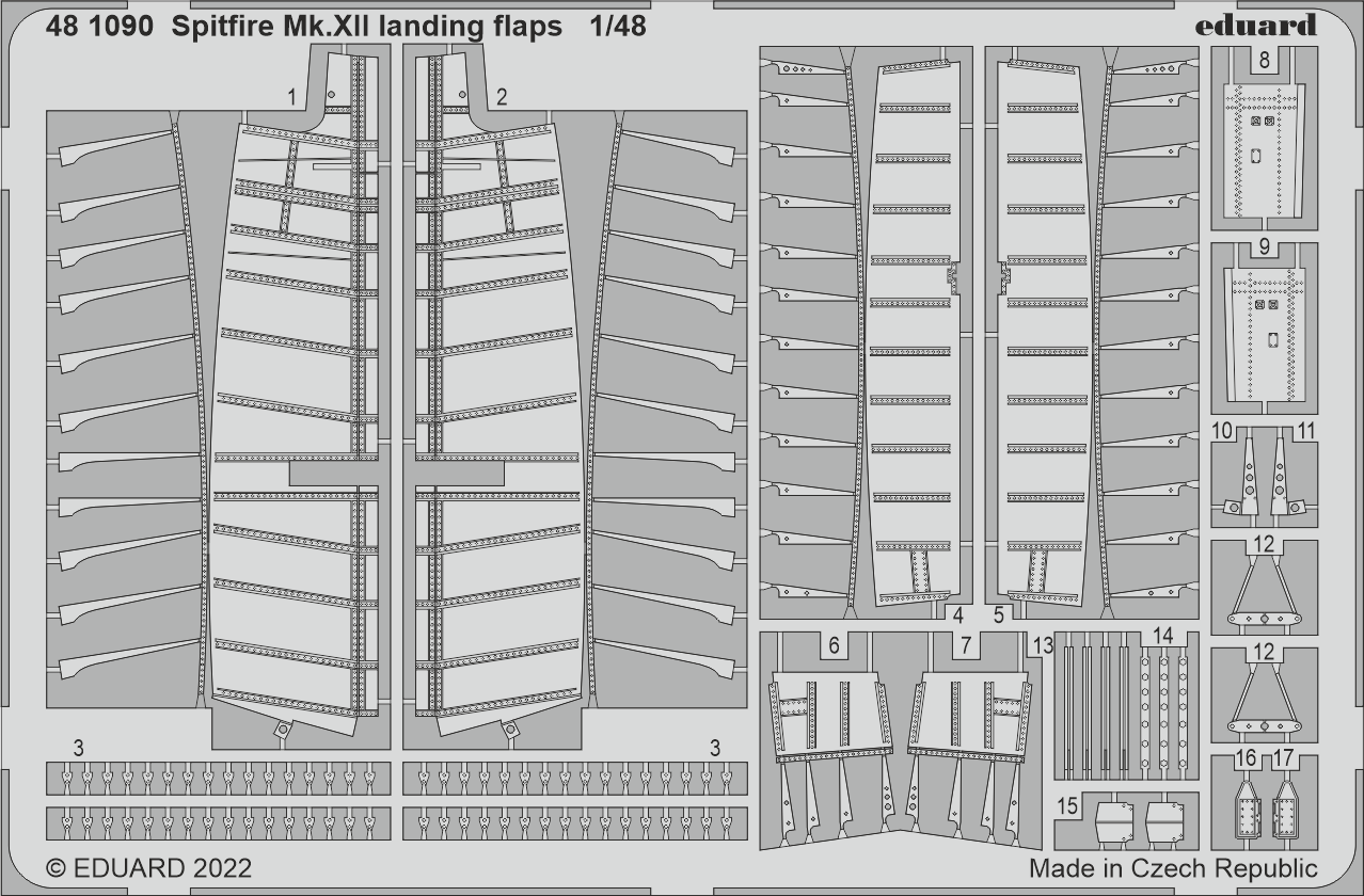 Supermarine Spitfire Mk.XII landing flaps (designed to be used with Airfix kits)