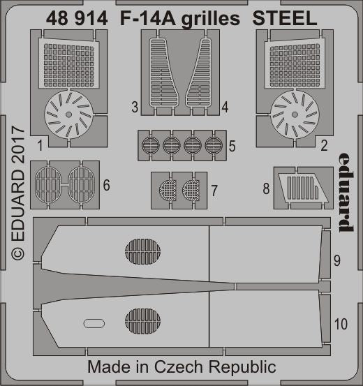 Grumman F-14A Tomcat grilles STEEL (designed to be used with Tamiya kits)