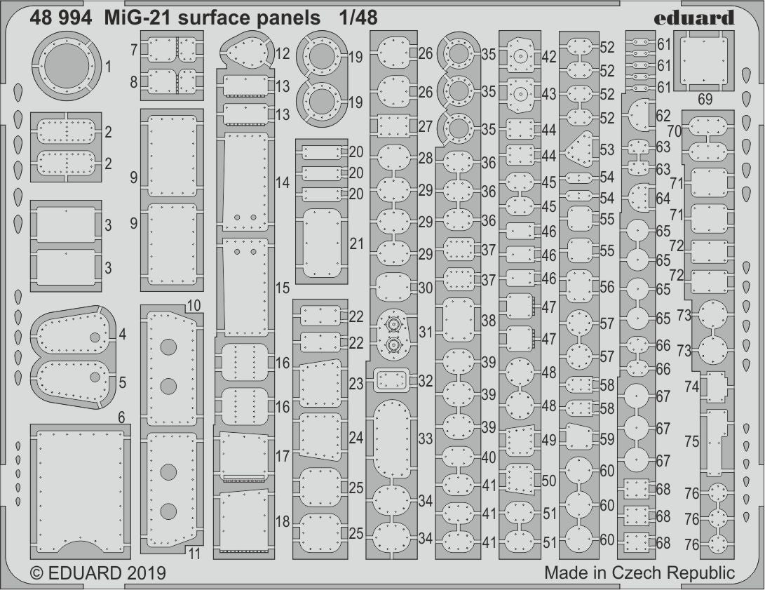 Mikoyan MiG-21MF surface panels (designed to be used with Eduard Kits)