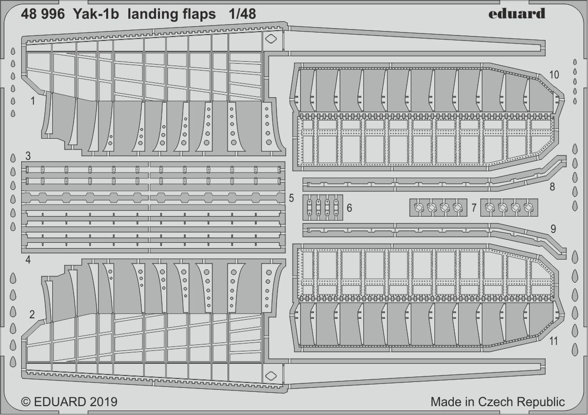 Yakolev Yak-1B landing flaps (designed to be used with Zvezda kits) (Eduard sold out April 2024 part 1)