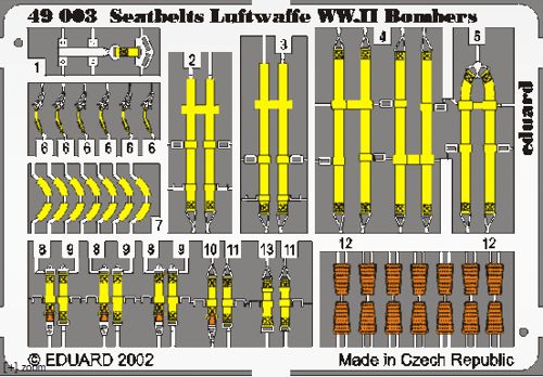 seatbelts Luftwaffe WWII bombers PRE-PAINTED IN COLOUR!
