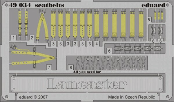 Avro Lancaster B.I/III seatbelts PRE-PAINTED IN COLOUR! (designed to be used with Tamiya kits)