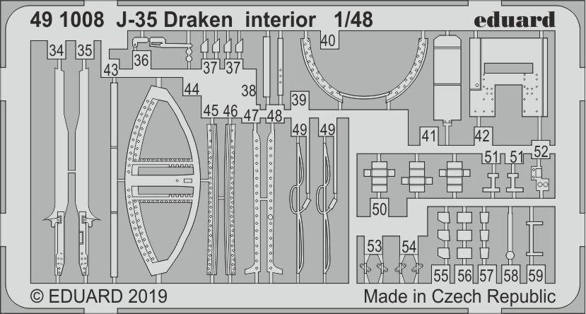 Saab J-35F Draken interior (designed to be used with Hasegawa kits)
