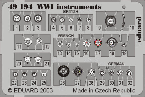 WWI instruments PRE-PAINTED IN COLOUR!