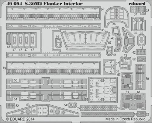 Sukhoi S-30MK2 Flanker interior (self adhesive) (designed to be used with Academy kits) {Now out of production. Only available whilst Eduard have stock} (Eduard sold out January 2023)