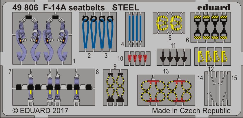 Grumman F-14A Tomcat seatbelts STEEL (designed to be used with Tamiya kits)