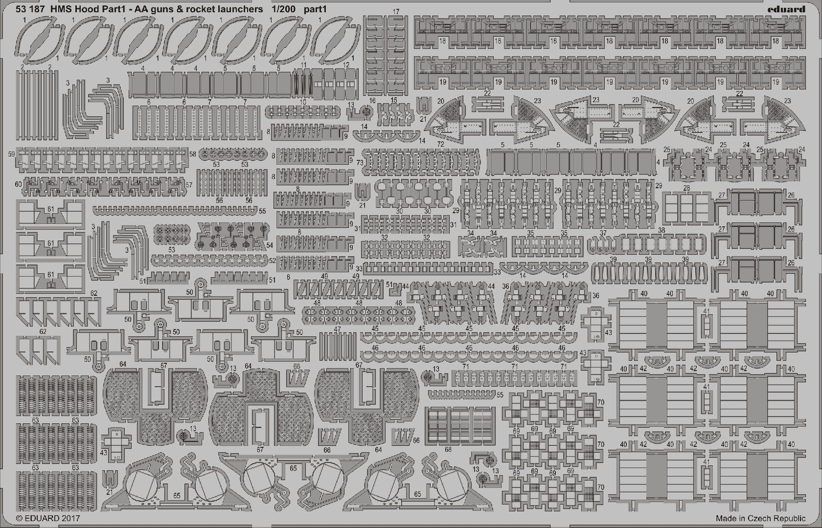 H.M.S. Hood pt. 1 Anti Aircraft guns & rocket launchers (designed to be used with Trumpeter kits)(Eduard sold out November 2022)