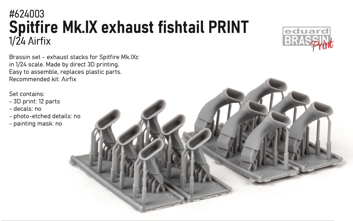 Supermarine Spitfire Mk.IXc exhaust fishtail (3D-Printed) 1/24 (designed to be used with Airfix kits)