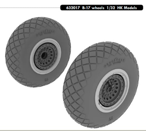 Boeing B-17G Flying Fortress wheels with weighted tyre effect (designed to be used with Hong Kong Models kits)
