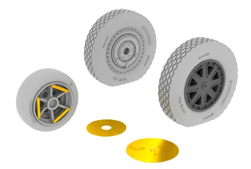 Bell P-39Q/N late wheels with weighted tyre effect (designed to be used with Kitty Hawk Models Models and Zimi Model kits)