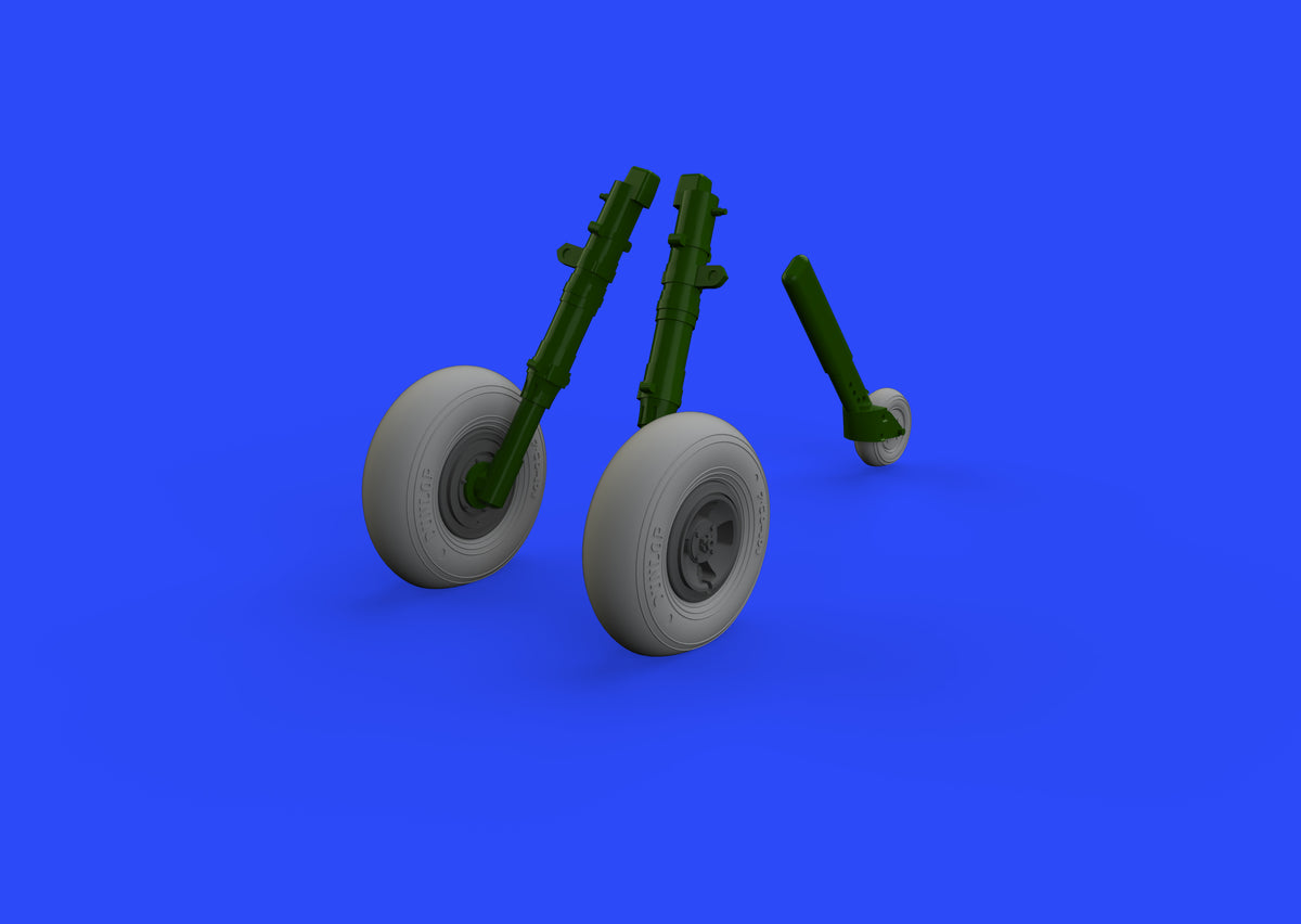 Supermarine Spitfire Mk.IXc wheels with weighted tyre effect 4 spoke with smooth tyre/tire (designed to be used with Tamiya kits)