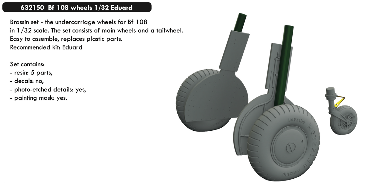 Messerschmitt Bf-108 Taifun wheels with weighted tyre effect (designed to be used with Eduard kits) RE-RELEASED!!!