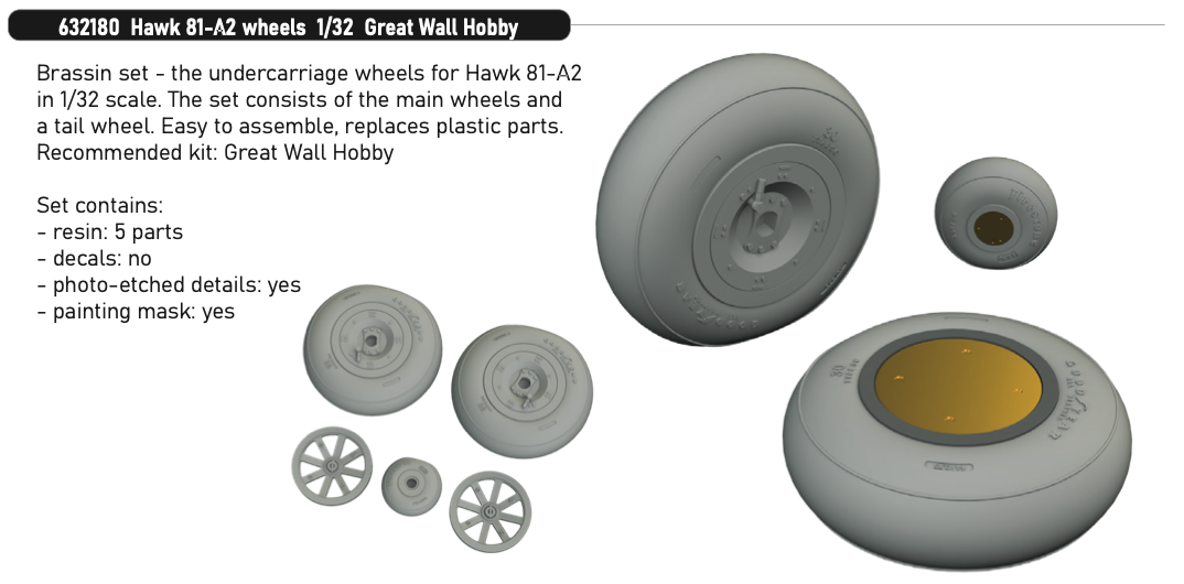 Curtiss Hawk 81-A2 wheels (designed to be used with Great Wall Hobby kits)